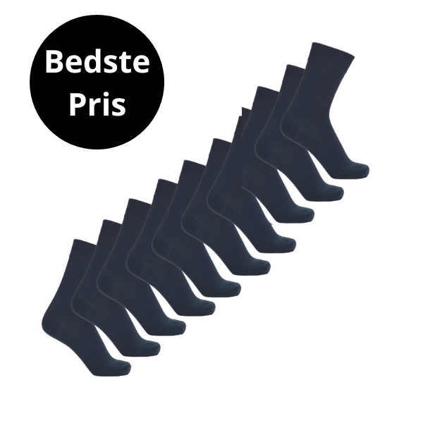 10 par Bambusstrømper - Sort/Grå/Blå/Hvid