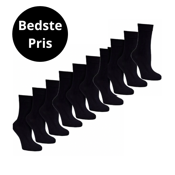 10 par Bambusstrømper - Sort/Grå/Blå/Hvid
